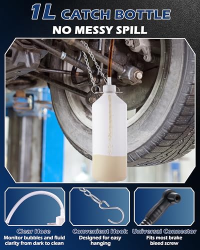 FAITIO 3L Brake Fluid Bleeder Kit w/ 1L Catch Bottle, Pressure Brake Bleeding Tool, Manual Power Bleeder Pump for Flush Brakes and Clutch Systems, Includes 43.5/45/49.5/50.7mm Master Cylinders Caps - Image 5