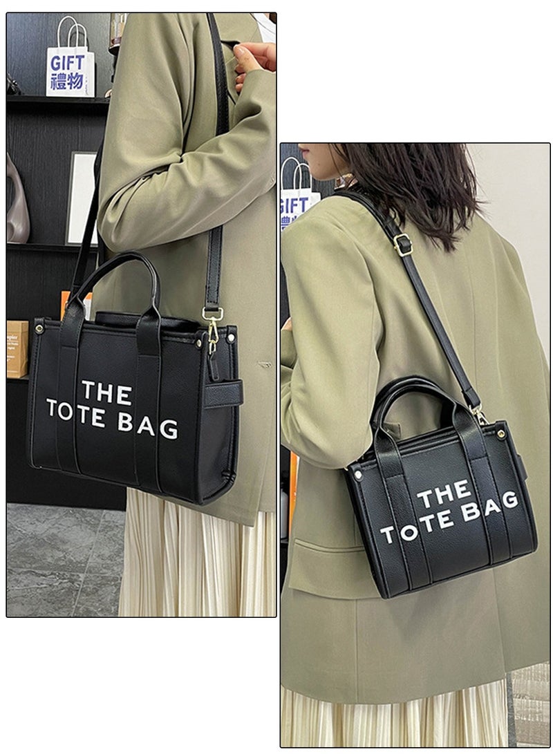 Moovant Women's Tote Bag, Large PU Leather Trendy Tote Bag, Handbag, Top Handle Shoulder Crossbody Bag, for School, Office, Travel, Commuting, Black  - Image 3