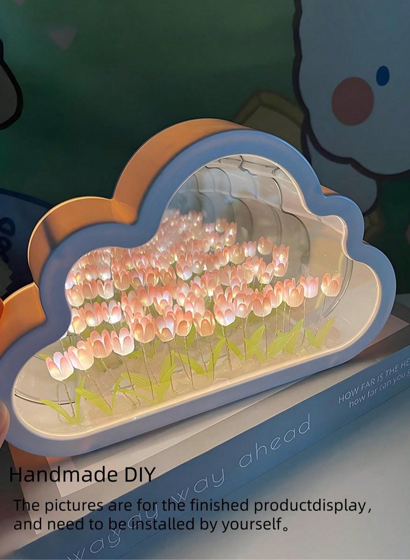 Bukela Handmade DIY Tulip Night Light & Mirror: Customizable Cloud Ambience Lamp with 20 Flowers - Birthday Gift for Girlfriend, Room Decor, Holiday & Party Lighting - Image 2