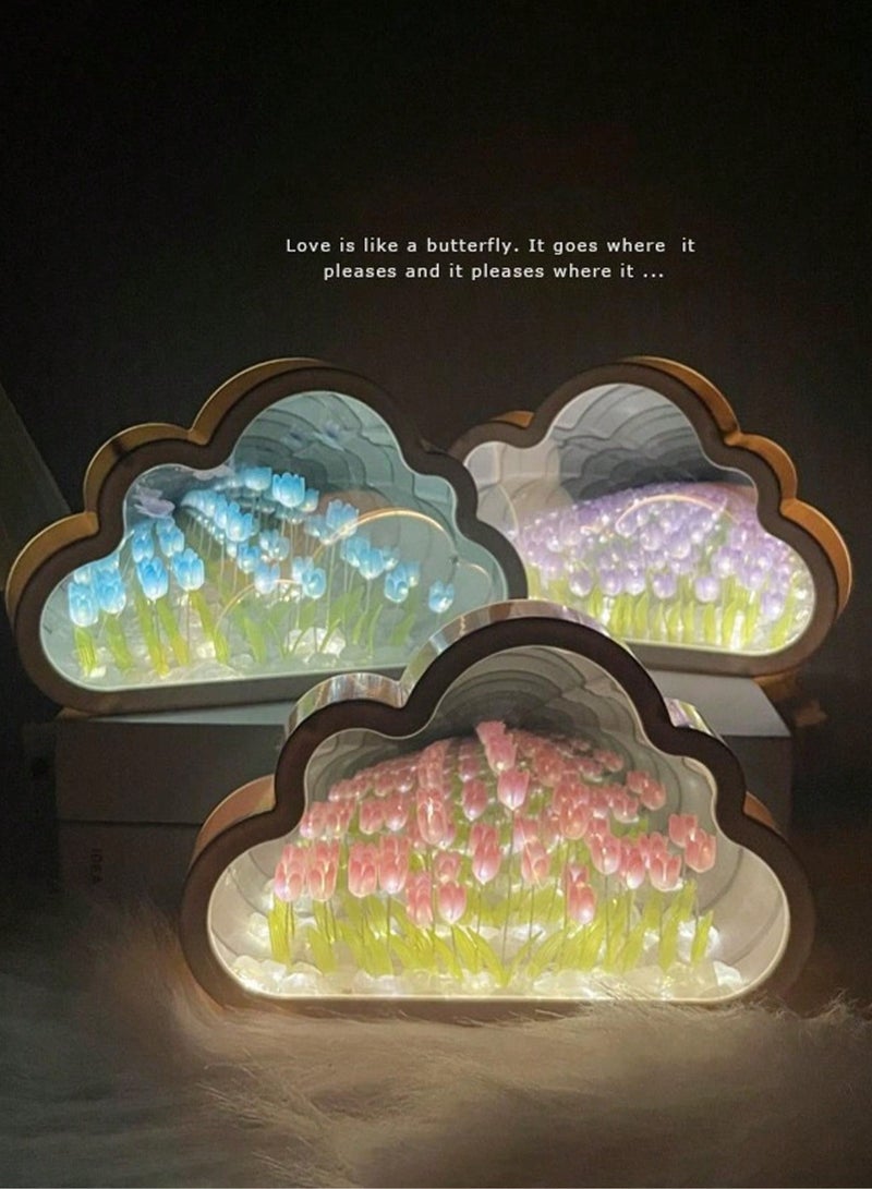 Bukela Handmade DIY Tulip Night Light & Mirror: Customizable Cloud Ambience Lamp with 20 Flowers - Birthday Gift for Girlfriend, Room Decor, Holiday & Party Lighting - Image 4