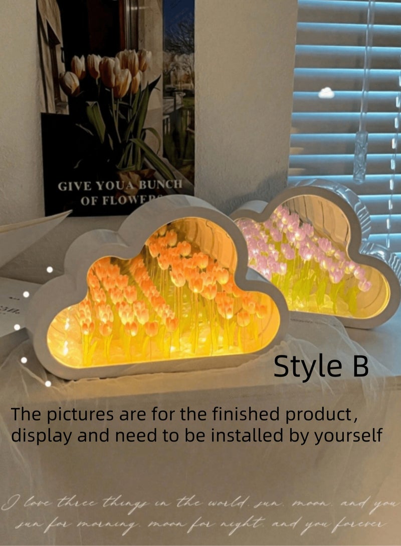 Bukela Handmade DIY Tulip Night Light & Mirror: Customizable Cloud Ambience Lamp with 20 Flowers - Birthday Gift for Girlfriend, Room Decor, Holiday & Party Lighting - Image 5