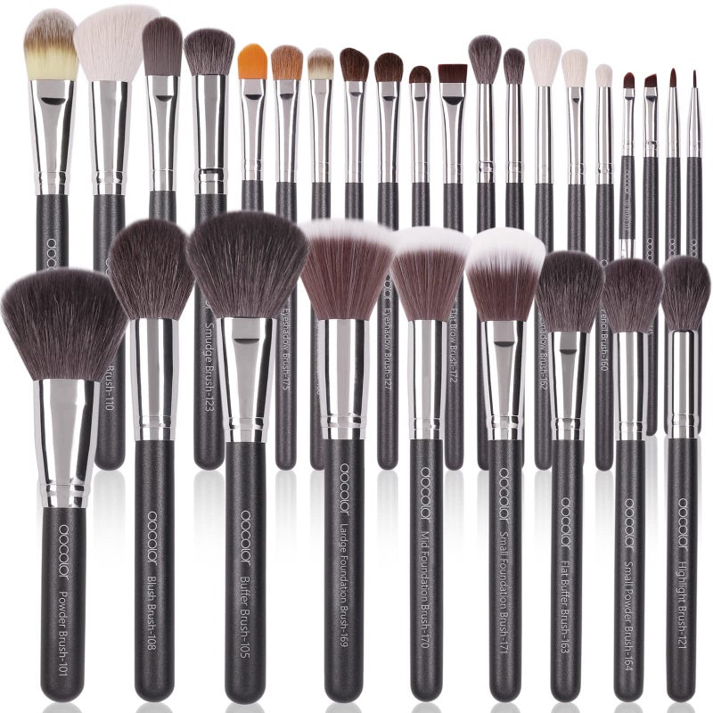 Docolor Professional Makeup Brush Set 29Pcs Makeup Brushes Valentines Day Gifts Premium Goat Synthetic Fiber Foundation Face Powder Blush Concealer Eyeshadows Make Up Brushes with PU Leather Case