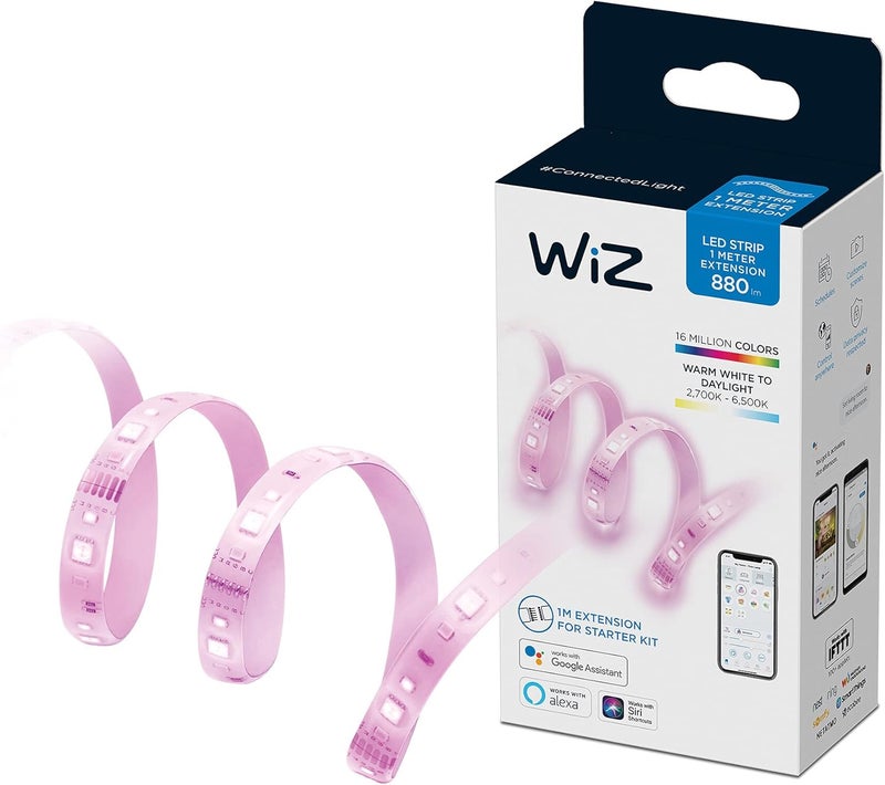 ويز Colour Smart Connected WiFi 1M شريط إضاءة LED قابل للتمديد [النسخة الأوروبية] – يمكن التحكم فيه عبر تطبيق لإضاءة المنزل الداخلية، غرفة المعيشة، غرفة النوم والديكور، باللون الأبيض. - Image 5