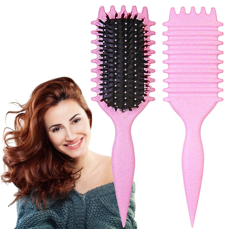 UVZNUMG Curl Defining Brush, 1 PCS Curly Hair Brush, Brush for Curly Hair, for Combing and Shaping Men's and Women's Curls to Reduce Pulling (Pink) - Image 1