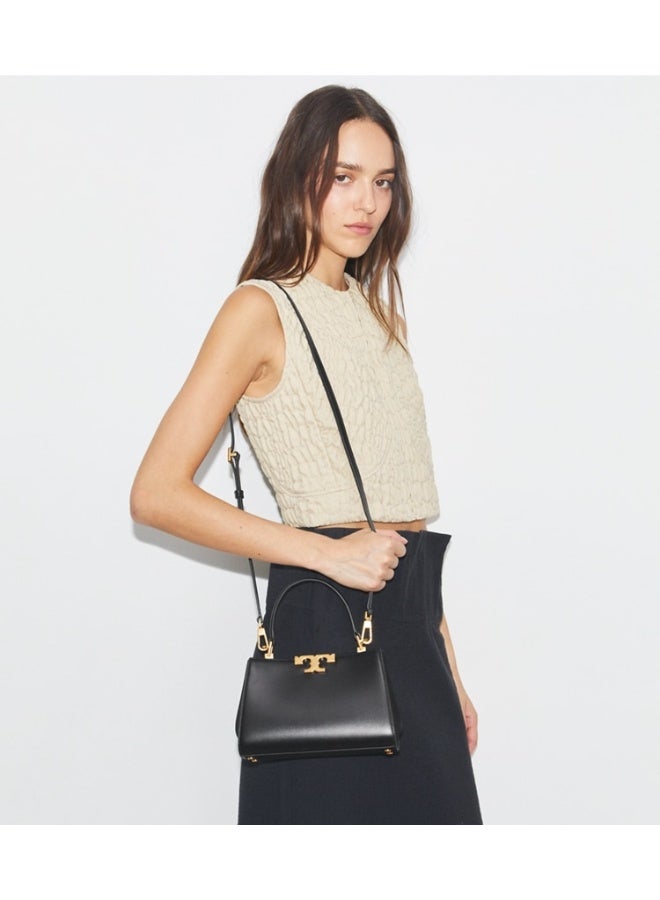 Burch Tory Burch Mini Eleanor Leather Satchel Bag, Women's Cross Body Bag, Women's Tote Bag, Women's Hand Bag, Women's Shoulder Bag, Women's Travel Bag, Black-20cm - Image 2