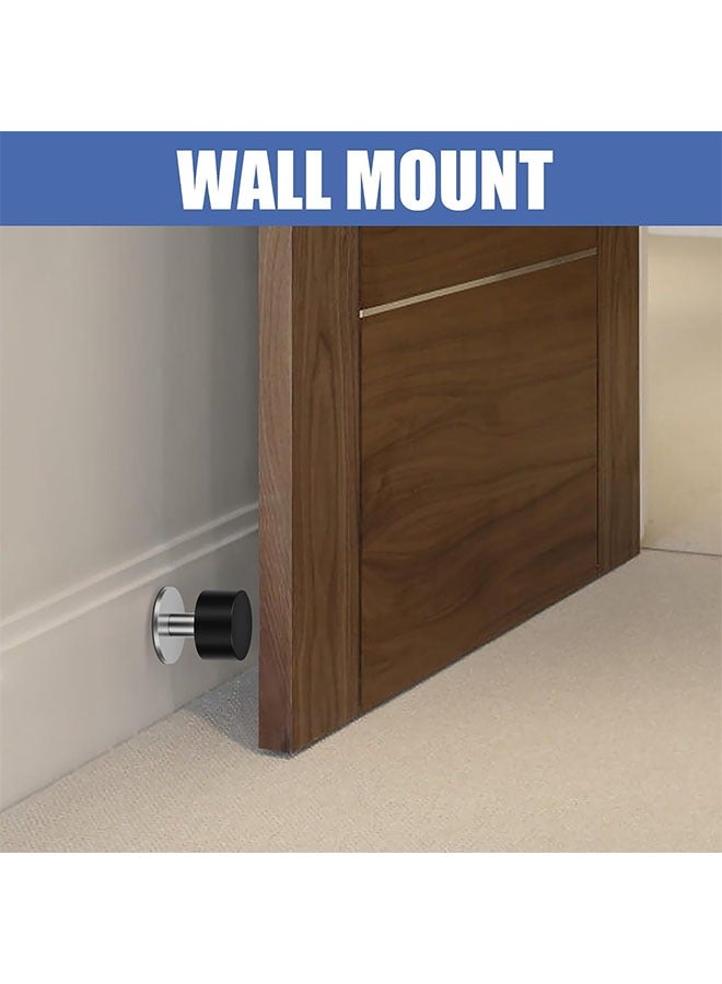 2-Piece Door Stoppers Stop with Stickers, Self-Adhesive Door Stops with Black Rubber Bumper  Stainless Steel Body, Heavy Duty Door Knob Wall Protector Sound Dampening for Home Office - Image 4