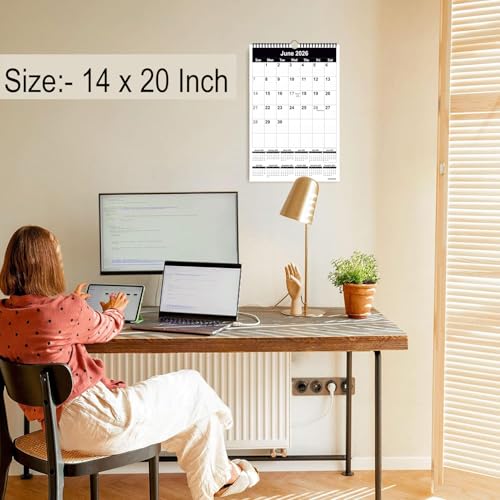 AccuPrints® Wall Calendar 2026 Planner-Size (14 x 20) inch For Office Home Table New Year Hanging Kids (35.5 x 50) cm- (Black Wall) - Image 5