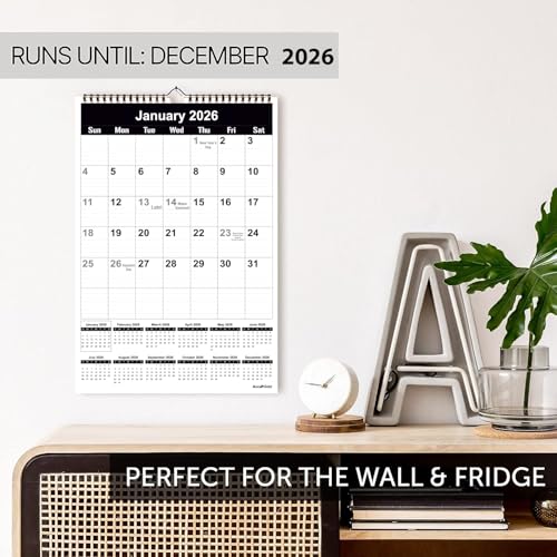 AccuPrints® Wall Calendar 2026 Planner-Size (14 x 20) inch For Office Home Table New Year Hanging Kids (35.5 x 50) cm- (Black Wall) - Image 2