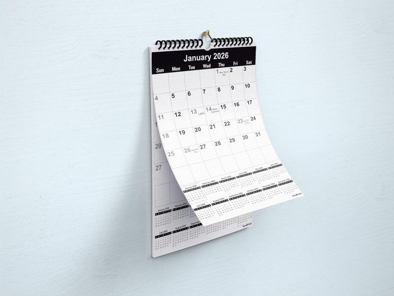 AccuPrints® Wall Calendar 2026 Planner-Size (14 x 20) inch For Office Home Table New Year Hanging Kids (35.5 x 50) cm- (Black Wall) - Image 4