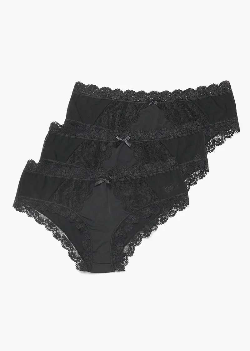 Matalan 3 Pack Micro Lace Short Knickers