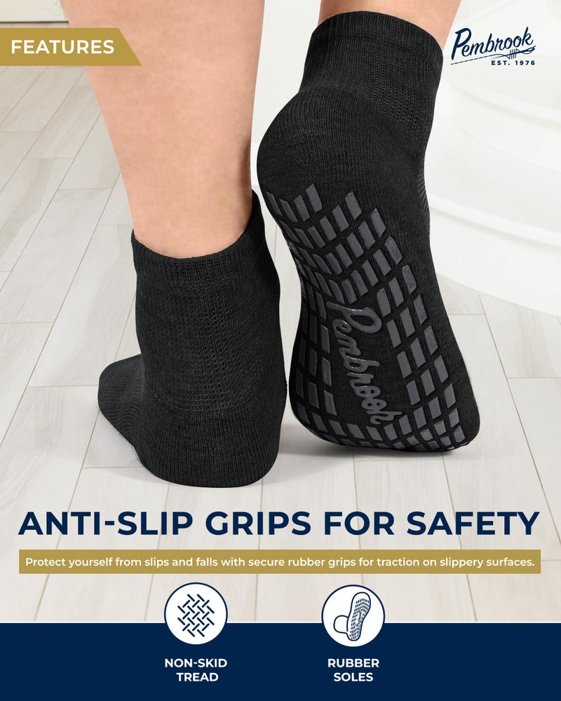 Pembrook Diabetic Ankle Socks for Men & Women with Grips | 6 Pairs Quarter Length Wide Non Binding Diabetic Socks for Men Non Slip | Edema, Neuropathy for Women & Men - Image 3