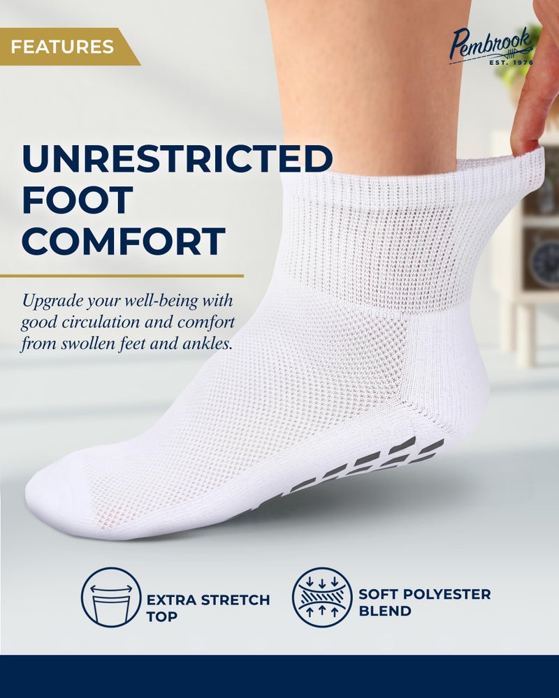 Pembrook Diabetic Ankle Socks for Men & Women with Grips | 6 Pairs Quarter Length Wide Non Binding Diabetic Socks for Men Non Slip | Edema, Neuropathy for Women & Men - Image 2