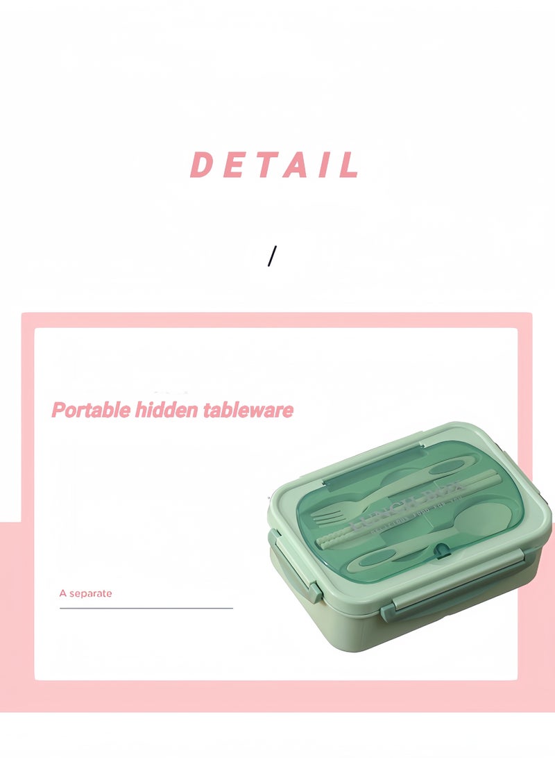 أروى بينتو مربع المحمولة الغداء مربع مانعة للتسرب سلطة الغداء الحاويات مع ملعقة ، الأخضر - Image 3