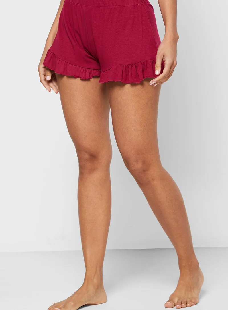 Missguided Cami Top and Frill Shorts Pyjama Set