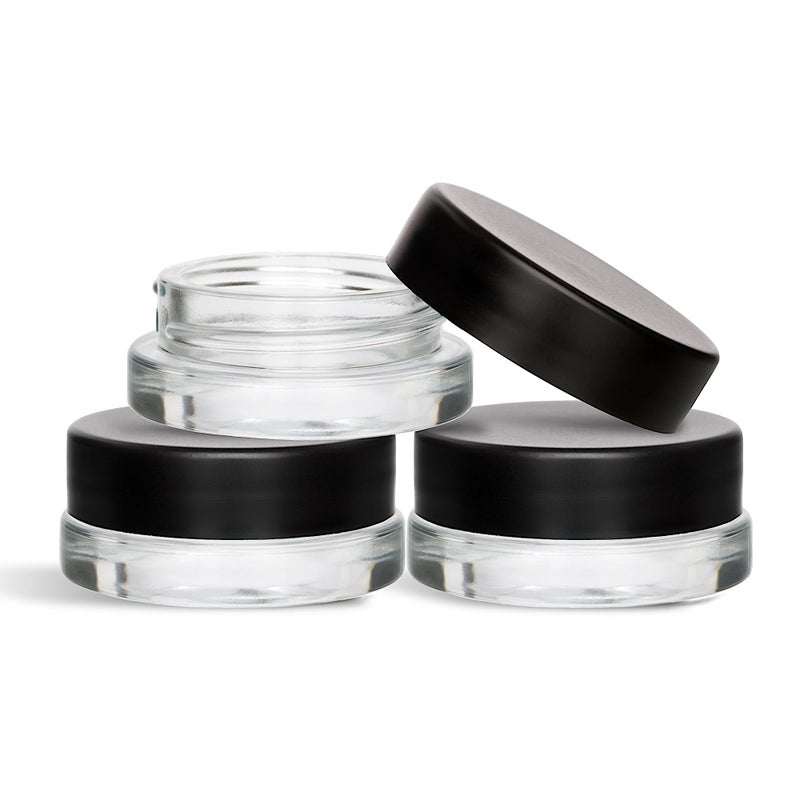 SODO LOCO 90 Pack 7ml Low Profile Thick Glass Jars with Black Lids  Airtight Containers for Oil Lip Balm Wax Cosmetics 