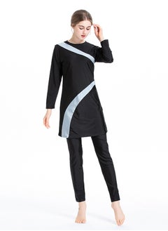 NIBEMINENT 3-Piece Muslim Conservative Swimsuit With Adjustable Pleat Design Sun Protection Split Design Swimsuit  - Image 1