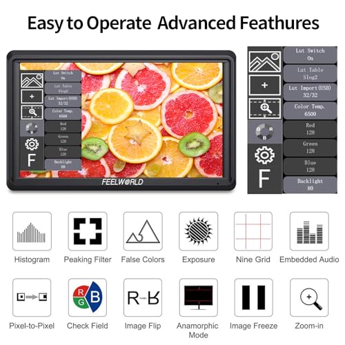 FEELWORLD S55 V3 6 Inch DSLR Camera Field Monitor Bundle FHD IPS Screen 4K HDMI inOut Tilt Arm Power Output Battery Carry Case Included - Image 3