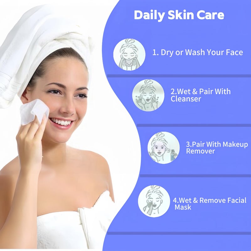 KeeiZoes Disposable Face Towel 100 Count, Soft Cotton Clean Skin Face Towels, Dry Wipes Cotton Facial Towels Wash Cloths Tissue Thickened, Disposable Face Towelettes for Cleansing, Makeup Remover and Skincare - Image 5