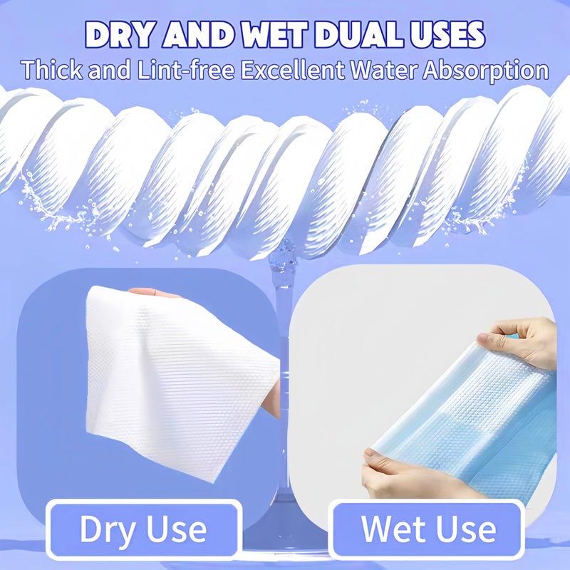 KeeiZoes Disposable Face Towel 100 Count, Soft Cotton Clean Skin Face Towels, Dry Wipes Cotton Facial Towels Wash Cloths Tissue Thickened, Disposable Face Towelettes for Cleansing, Makeup Remover and Skincare - Image 3