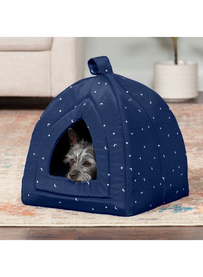 سرير قطط Furhaven Cave للقطط والكلاب الصغيرة، قابل للغسل والطي مع وسادة قابلة للإزالة - خيمة حيوانات أليفة مطبوعة من قماش بولي كانفاس - سماء ليلية، حجم صغير - Image 3