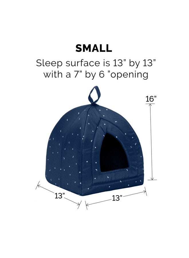 سرير قطط Furhaven Cave للقطط والكلاب الصغيرة، قابل للغسل والطي مع وسادة قابلة للإزالة - خيمة حيوانات أليفة مطبوعة من قماش بولي كانفاس - سماء ليلية، حجم صغير - Image 2