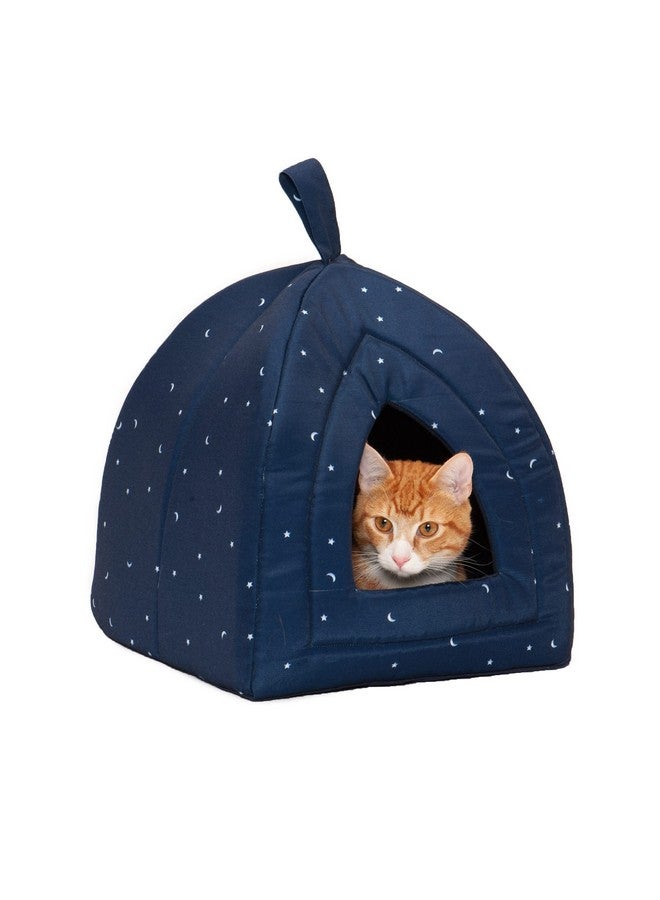 سرير قطط Furhaven Cave للقطط والكلاب الصغيرة، قابل للغسل والطي مع وسادة قابلة للإزالة - خيمة حيوانات أليفة مطبوعة من قماش بولي كانفاس - سماء ليلية، حجم صغير - Image 1