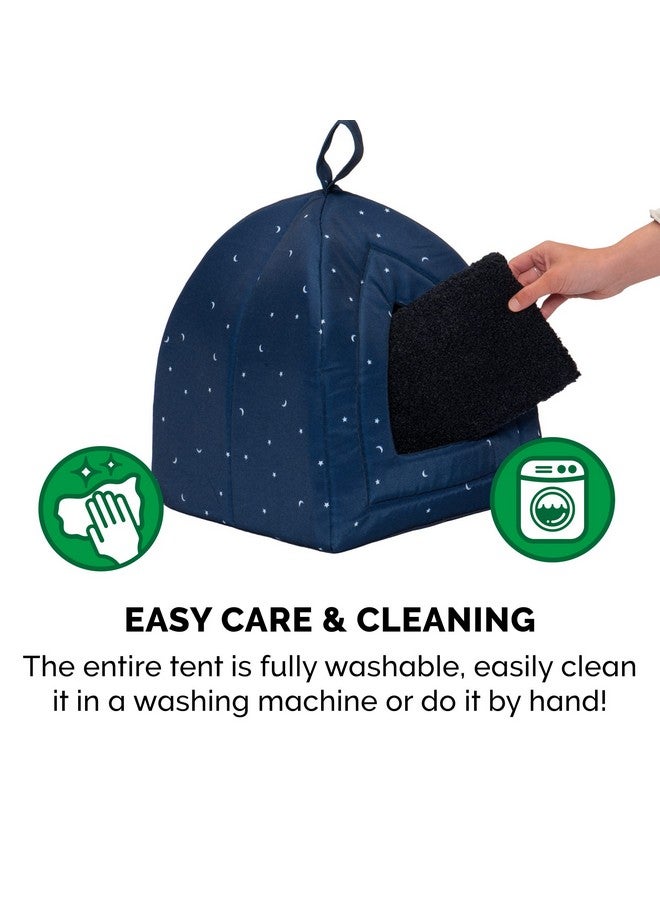 سرير قطط Furhaven Cave للقطط والكلاب الصغيرة، قابل للغسل والطي مع وسادة قابلة للإزالة - خيمة حيوانات أليفة مطبوعة من قماش بولي كانفاس - سماء ليلية، حجم صغير - Image 5