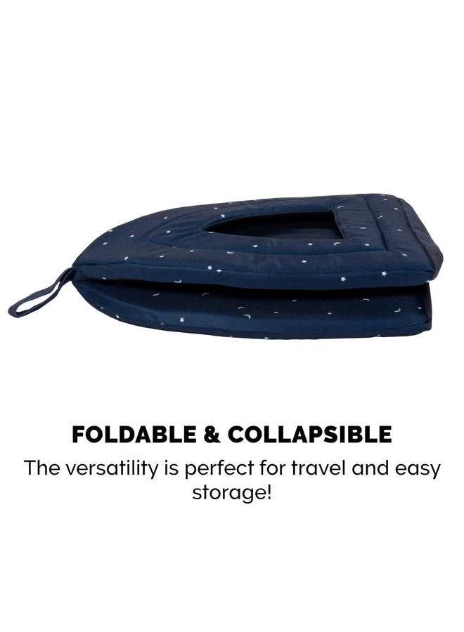 سرير قطط Furhaven Cave للقطط والكلاب الصغيرة، قابل للغسل والطي مع وسادة قابلة للإزالة - خيمة حيوانات أليفة مطبوعة من قماش بولي كانفاس - سماء ليلية، حجم صغير - Image 4