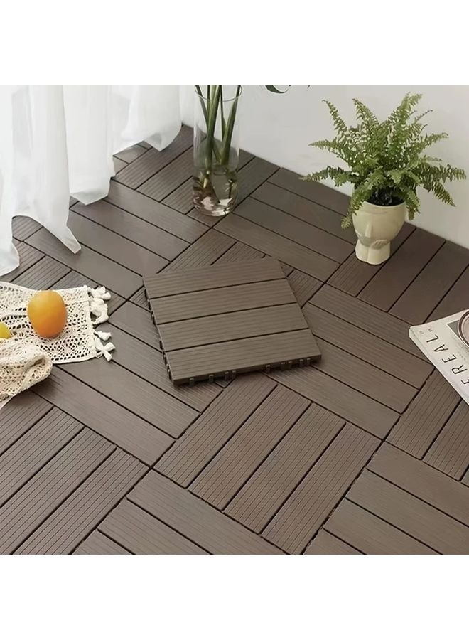 5 قطع من بلاط الأرضيات البلاستيكية المتشابكة باللون الرمادي للأماكن الخارجية ذات مظهر الخشب - Image 3