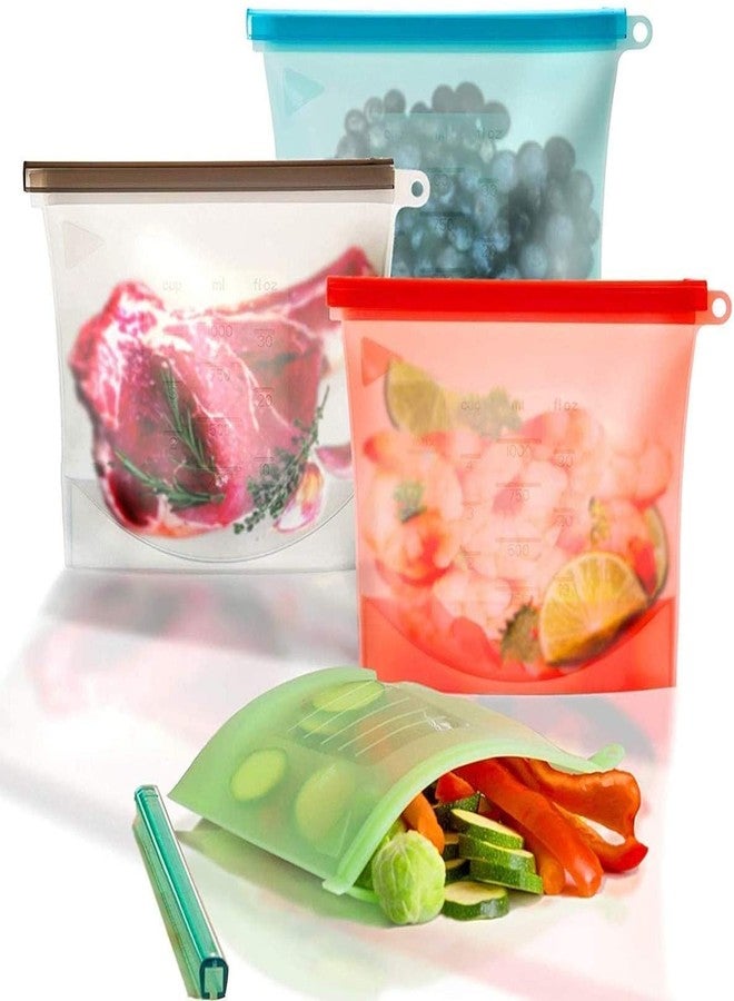 Ansawi Reusable Washable Leak-Proof Silicone Food Storage Preservation Bag Airtight Seal Fridge Storage Pouch Microwave, Dishwasher Safe BPA- (1000 Ml Pack of 2) - Image 1