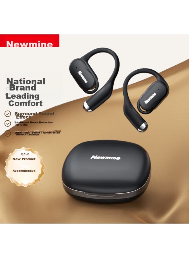 نيومان Newman Ly25 سماعات بلوتوث مفتوحة الأذن، لاسلكية حقيقية، غير داخل الأذن، للجري والرياضة وركوب الدراجات، بطارية طويلة العمر، للمكالمات، تقليل الضوضاء، متوافقة مع Apple و Huawei و Xiaomi و Android، اللون الأسود - Image 1