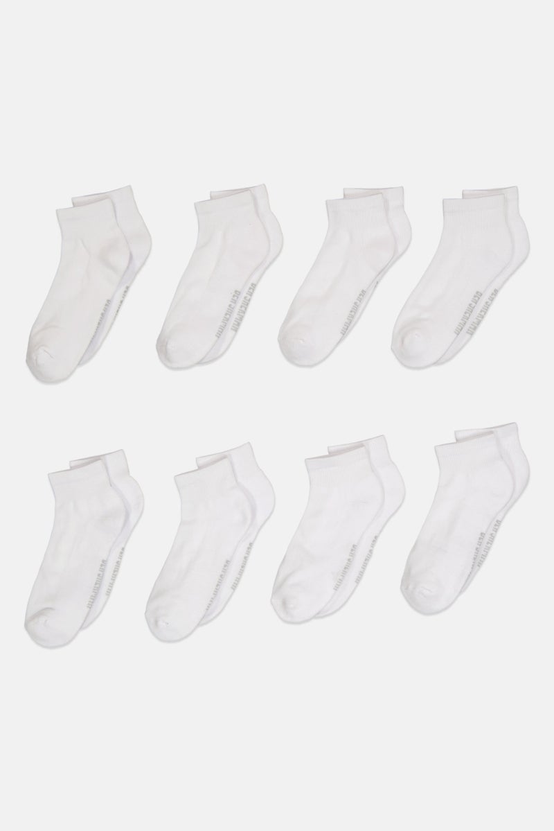 Ben Sherman Men 8 Pairs Brand Logo Quarter Cut Socks, White  - Image 3
