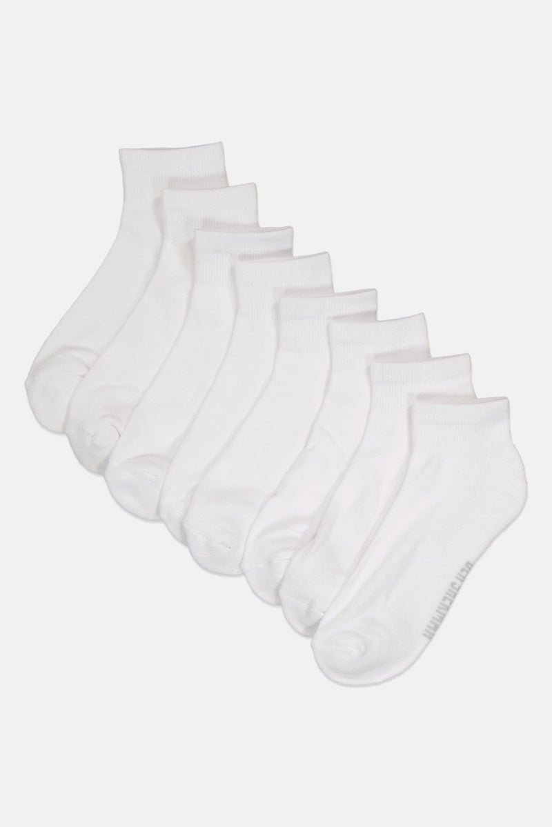 Ben Sherman Men 8 Pairs Brand Logo Quarter Cut Socks, White  - Image 1