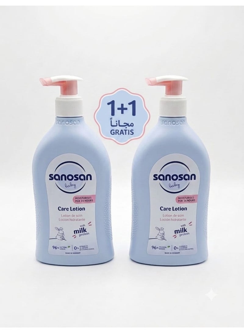sanosan Two bottles of Sanosan Baby Care Lotion – with natural milk protein and 24-hour hydration (2 x 500ml) - Image 1