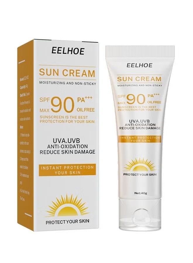 EELHOE Moisturizing Sun Cream 40g SPF 90+ Protection Against Harmful UV Rays, Sheer And Lightweight, Protects And Calms Sensitive Skin And Acne Prone Skin, Can Easily Be Worn Alone Or Under Makeup - Image 1