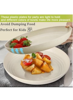 Joyelink Unbreakable Wheat Straw Plates 9 inch, Reusable Large Plates Set of 4, Dishwasher Safe Easy to Clean BPA Free, Perfect for Kitchen Outdoor Picnic Plates  - Image 3