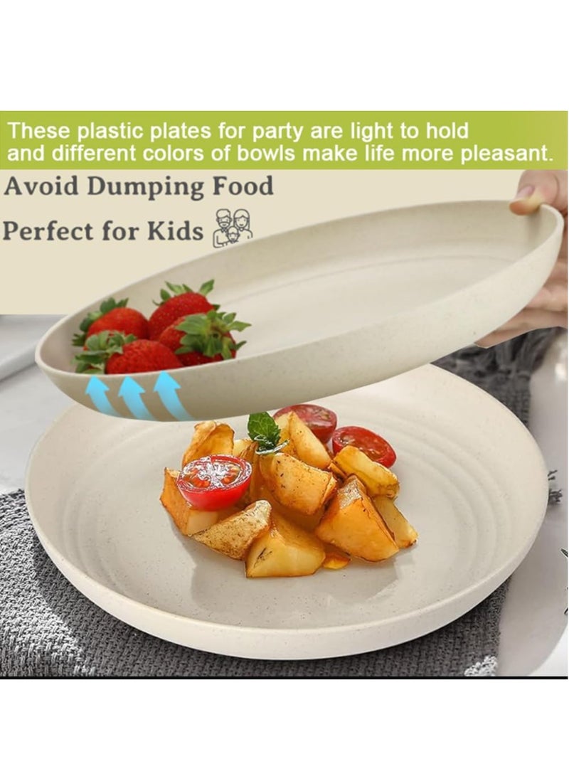 جوي لينك غير قابل للتدمير قش القمح لوحة 9 بوصة ، قابلة لإعادة الاستخدام لوحة كبيرة ، مجموعة من 4 ، غسالة صحون آمنة وسهلة التنظيف ، لا تحتوي على ثنائي الفينول ، مثالية مطبخ نزهة في الهواء الطلق لوحة - Image 3