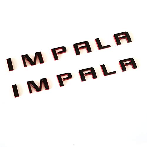 Yoaoo 2Pack OEM Side Door Impala Emblems Nameplate Letters Badges Compatible with Impala Black Red Frame