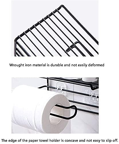 Honexa KitchenBathroom NapkinTowelTissueToilet Paper Holder Storage with Shelf Metal 20 X 9 X 9 CMBlack - Image 2
