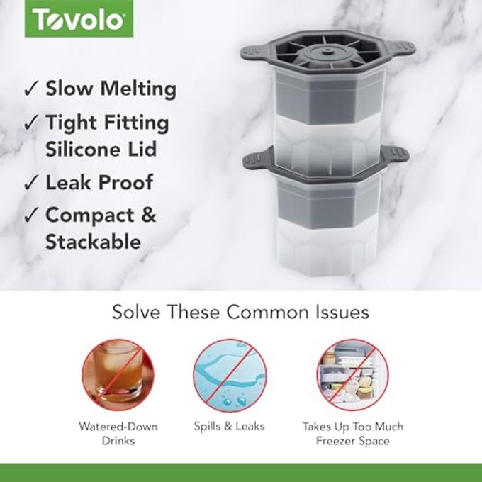 Tovolo Faceted Sphere Ice Mold 2 Pack Food Grade Stackable Slow Melting DIY Ice Ball For Cocktail Whiskey, Ice Mold Faceted Sphere BPA Free Large Ice Ball Maker for Bourbon Old Fashioned Cocktails - Image 3