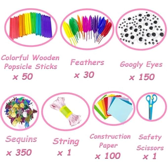 ARTS AND CRAFTS SUPPLIES FOR KIDS DIY CRAFT KITS ART SUPPLIES MATERIALS KIDS CRAFTS SET WITH PIPE CLEANERS CRAFT BOX PRESCHOOL HOMESCHOOL TOYS GIFT FOR BOYS AND GIRLS AGE 4 5 6 7 8 - Image 4