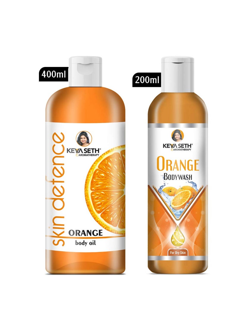 KEYA SETH AROMATHERAPY, DEVICE OF DROP Keya Seth Aromatherapy Device Of Drop Complete Bath Care Combo With Orange Body Wash 200Ml Skin Defence Orange Body Oil 400Ml  - Image 4