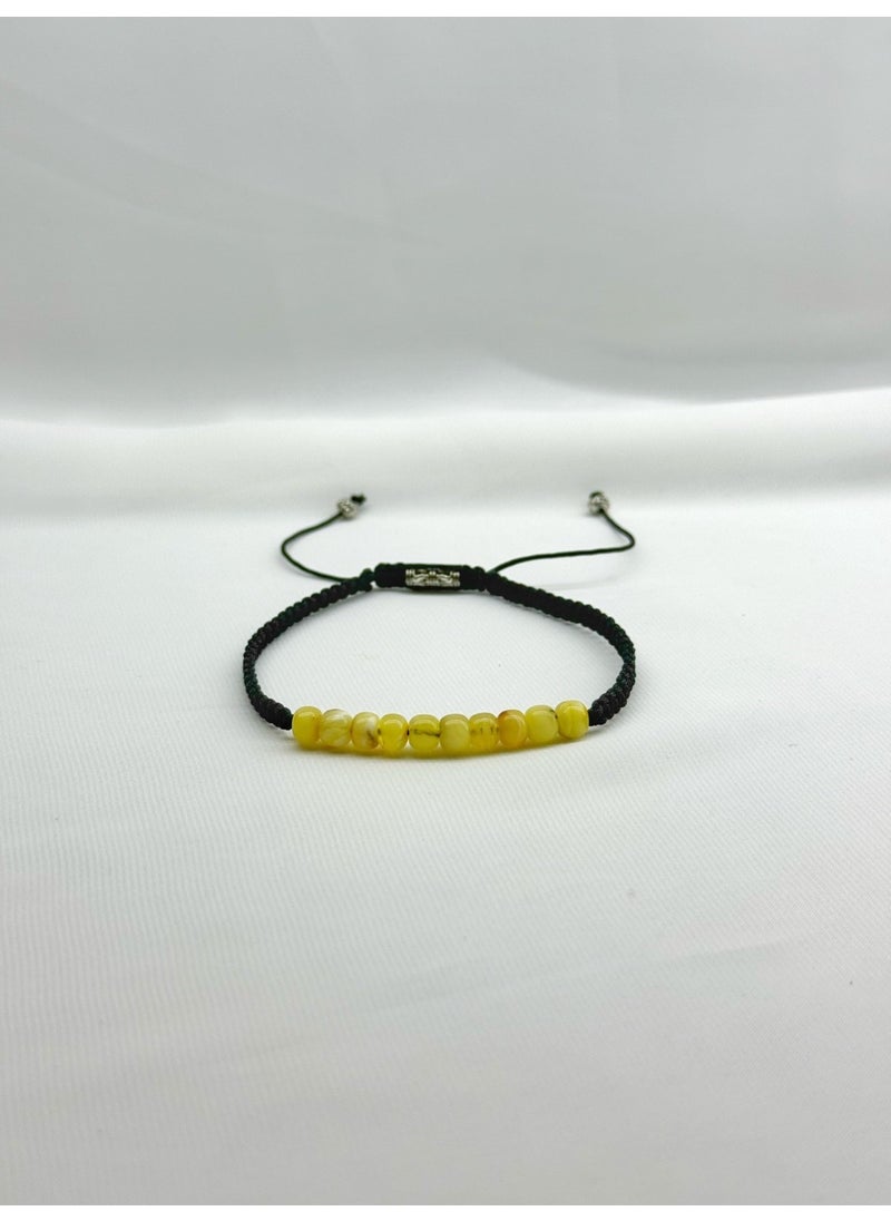 Kehribar Point - Drop Amber Macrame Bracelet - Image 1