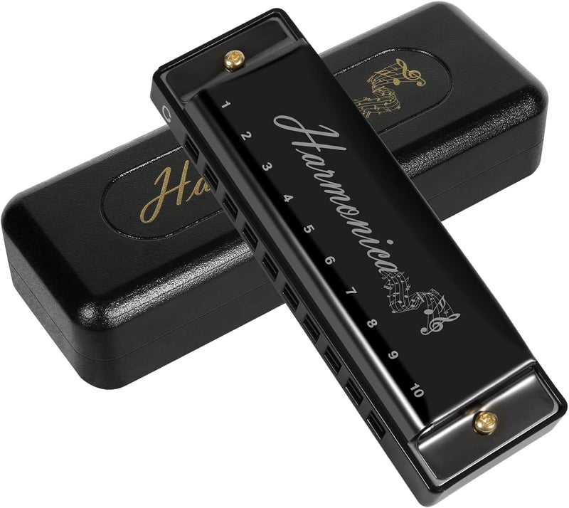 Hricane Harmonica 10 Holes 20 Tunes Mouth Organ Blues Deluxe Harmonica, Key of C Major for Beginner, Adults, Kids Gift, Professional with Case and Cleaning Cloth - Image 2