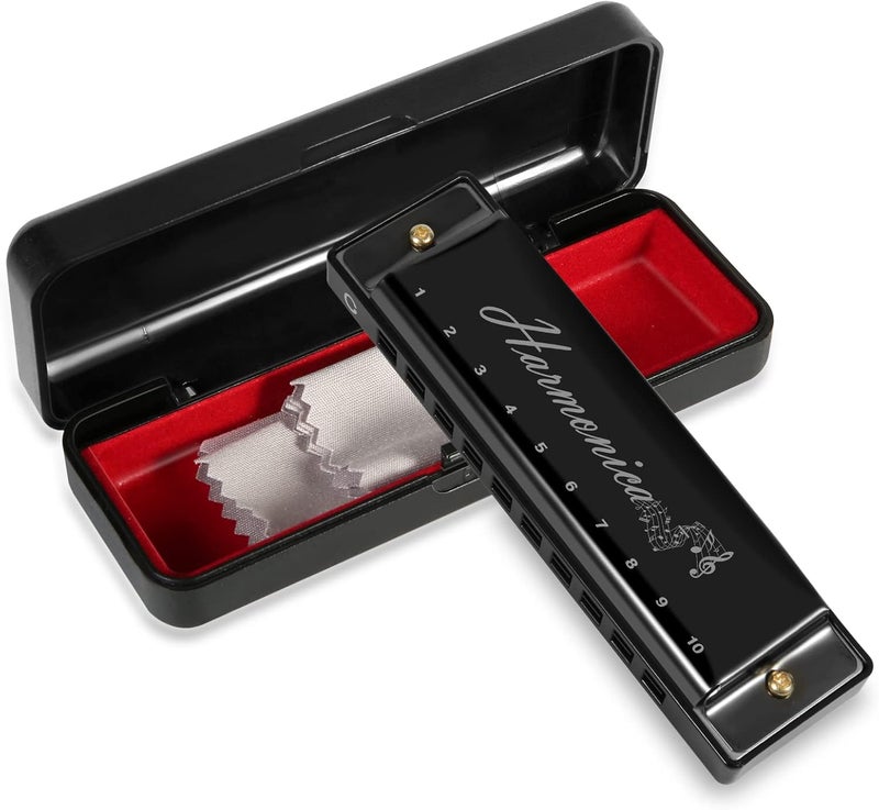 Hricane Harmonica 10 Holes 20 Tunes Mouth Organ Blues Deluxe Harmonica, Key of C Major for Beginner, Adults, Kids Gift, Professional with Case and Cleaning Cloth - Image 1