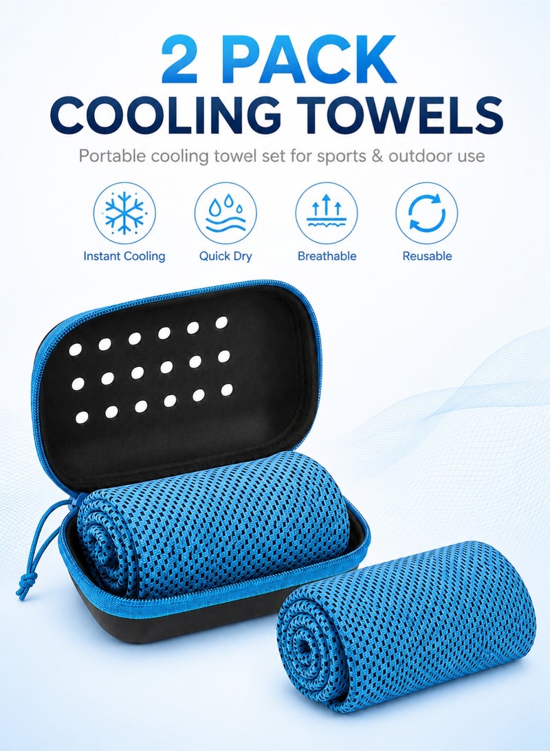 fdsport Cooling Towel 2 Pack with EVA Storage Box | Instant Cooling Microfiber Sports Towel | Quick Dry Sweat Absorbent Gym Towel for Yoga Running Hiking Fitness Camping (30x90cm) - Image 2
