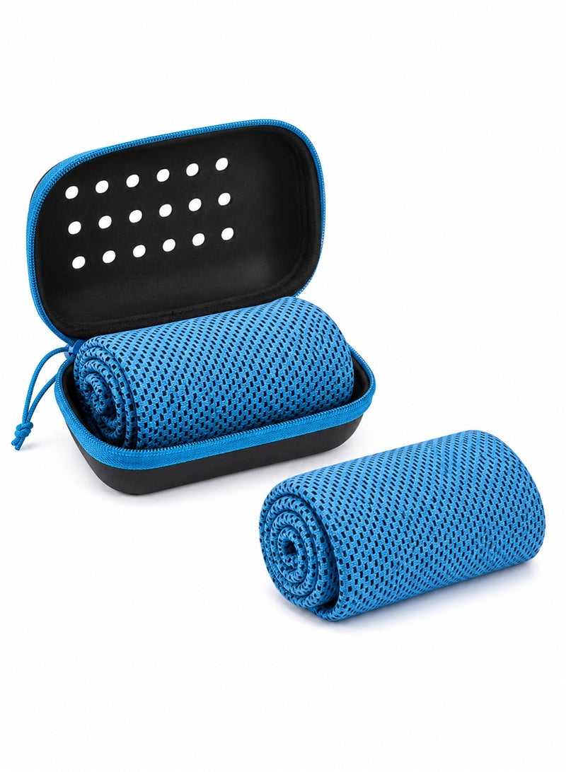 fdsport Cooling Towel 2 Pack with EVA Storage Box | Instant Cooling Microfiber Sports Towel | Quick Dry Sweat Absorbent Gym Towel for Yoga Running Hiking Fitness Camping (30x90cm) - Image 1