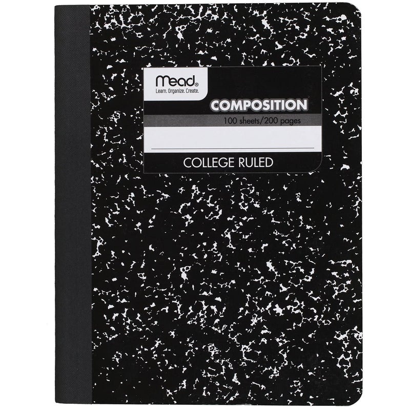 Mead Composition Notebook, College Ruled Paper, 9-3/4" x 7-1/2", 100 Sheets, Black Marble (09932) - Image 1