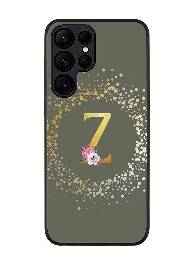 Stylizedd For Samsung Galaxy S25 Ultra 5G Case,Slim fit Camera Protection, Shockproof Thin Phone cover - Custom Monogram Floral - Z (Olive Green )