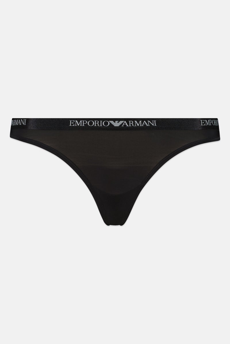 EMPORIO ARMANI Women Brand Logo Pull On Brazilian Brief, Black - Image 2